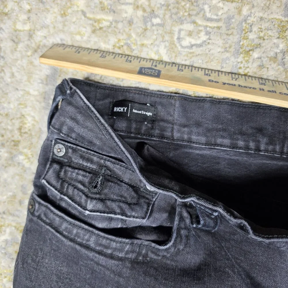 True Religion Jeans Mens 42x29 Black Ricky  Relaxed Straight Denim
